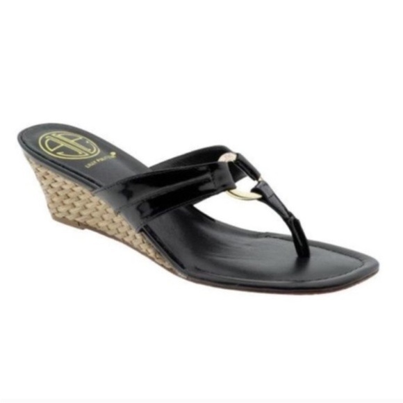 Lilly Pulitzer Shoes - Lilly Pulitzer McKim Wedge Sandal Black Size: 6.5